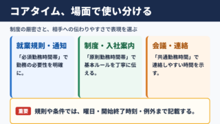 コアタイムの言い換え一覧表と場面別の使い分け