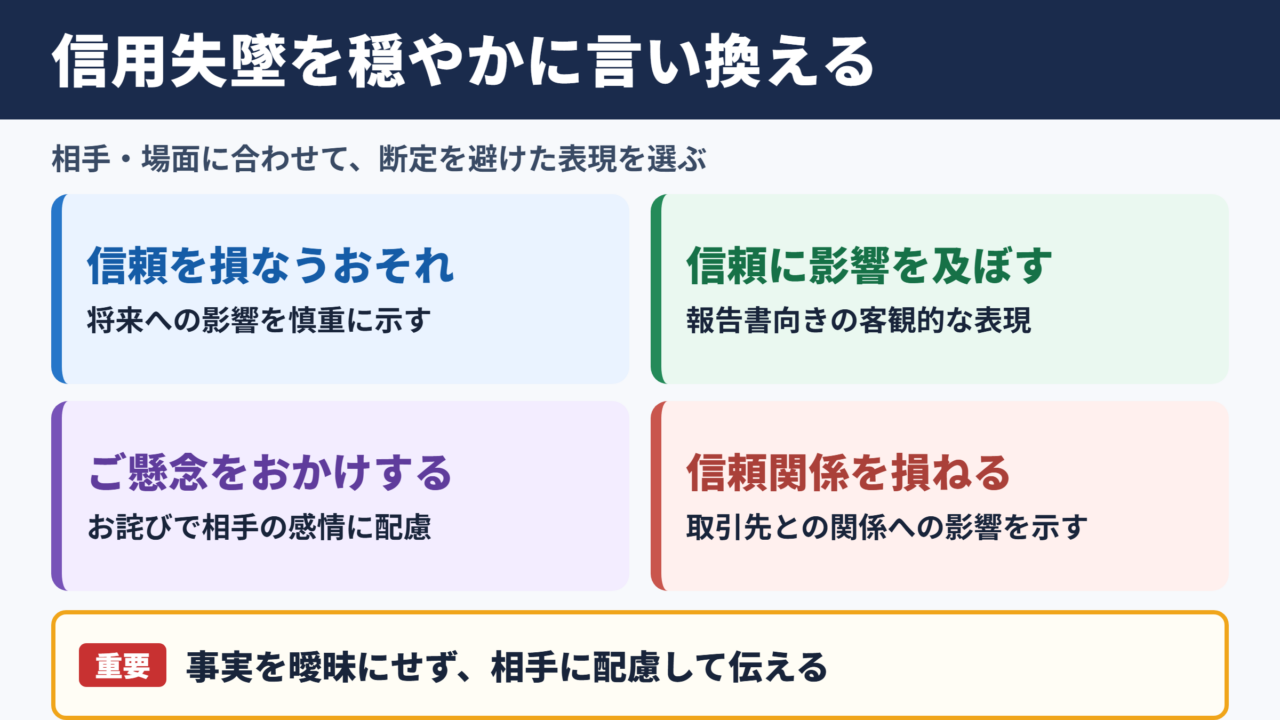 信用失墜の言い換え一覧表と使い分け