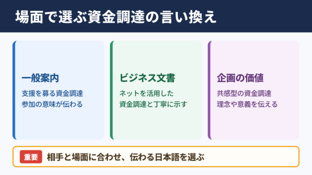 クラウドファンディングの言い換え一覧表とシーン別の使い分け