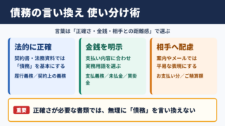 債務の言い換え一覧表とシーン別の使い分け