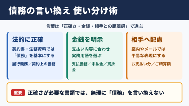 債務の言い換え一覧表とシーン別の使い分け