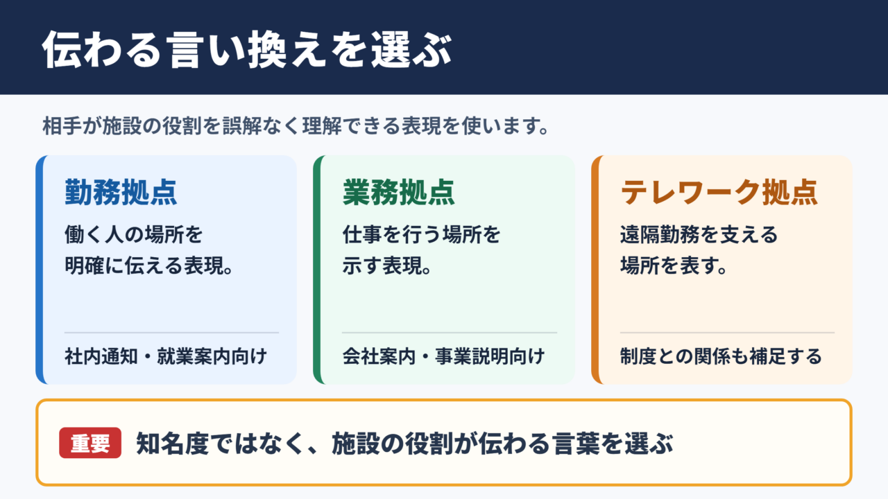 サテライトオフィスの言い換え一覧表
