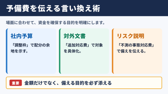 予備費の言い換え一覧表とシーン別の使い分け