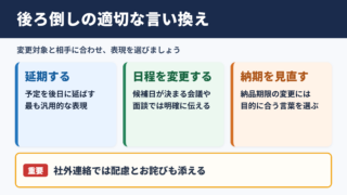 後ろ倒しの言い換え一覧表とシーン別の使い分け