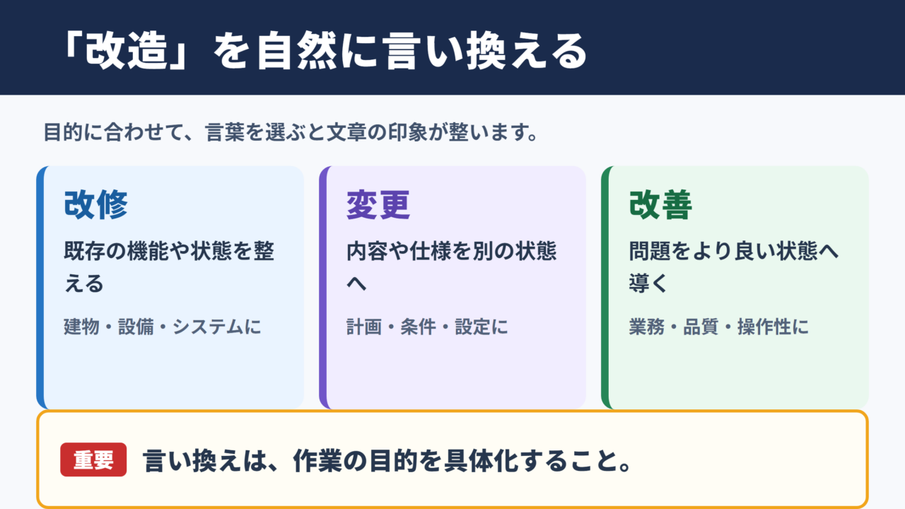 「改造」の言い換え一覧表とシーン別の使い分け