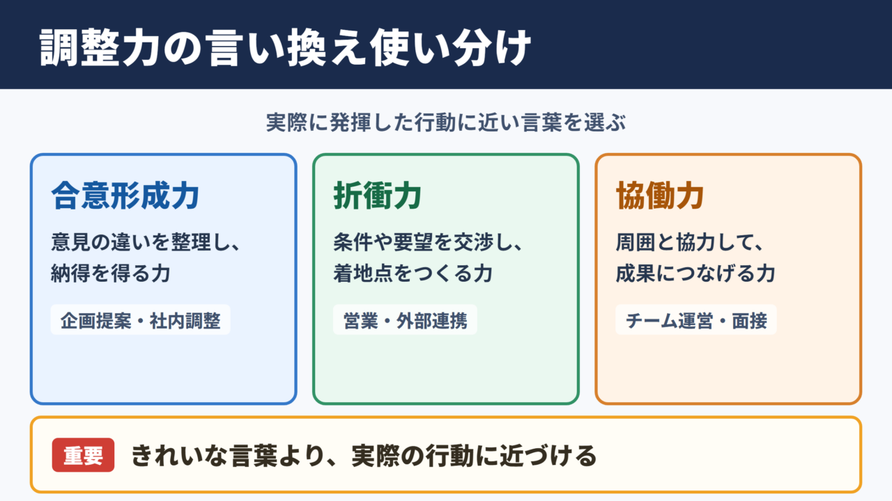 調整力の言い換え一覧表とシーン別の使い分け