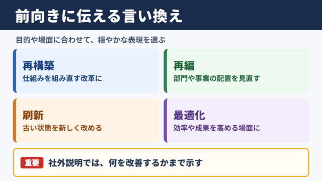 スクラップアンドビルドの言い換え一覧表と使い分け