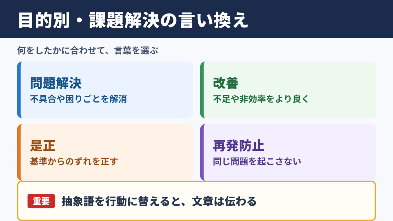 課題解決の言い換え一覧表