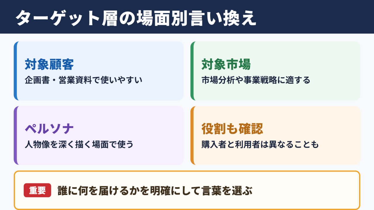 ターゲット層の言い換え一覧表と場面別の使い分け