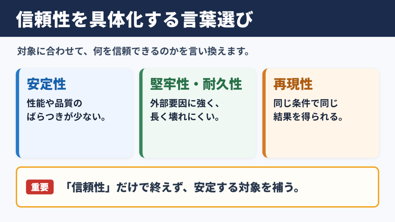 「信頼性」の言い換え一覧表をシーン別に解説
