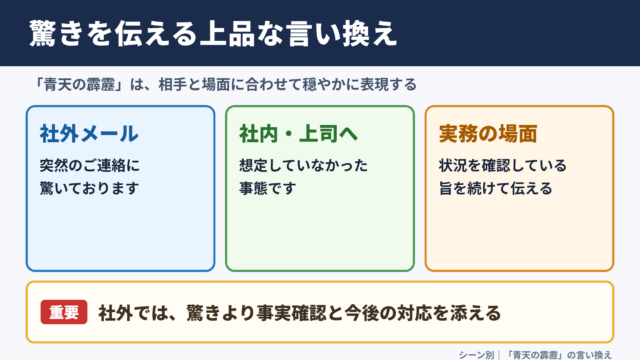 「青天の霹靂」の言い換え一覧表をシーン別に解説