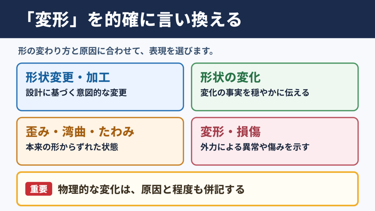 「変形」の言い換え一覧表とシーン別の使い分け