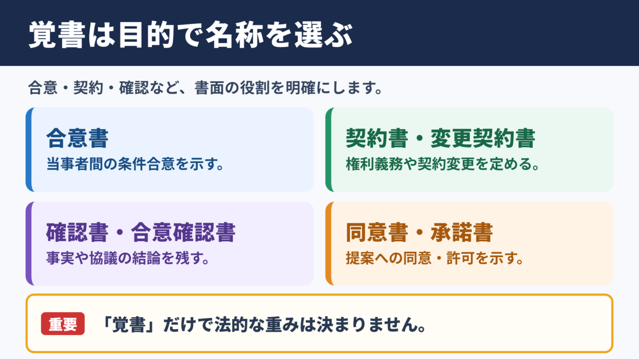 「覚書」の言い換え一覧表とシーン別の使い分け