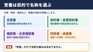 「覚書」の言い換え一覧表とシーン別の使い分け