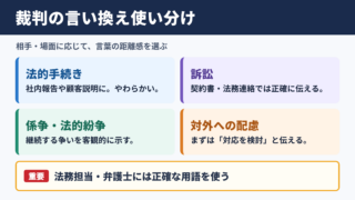 裁判の言い換え一覧表とシーン別の使い分け