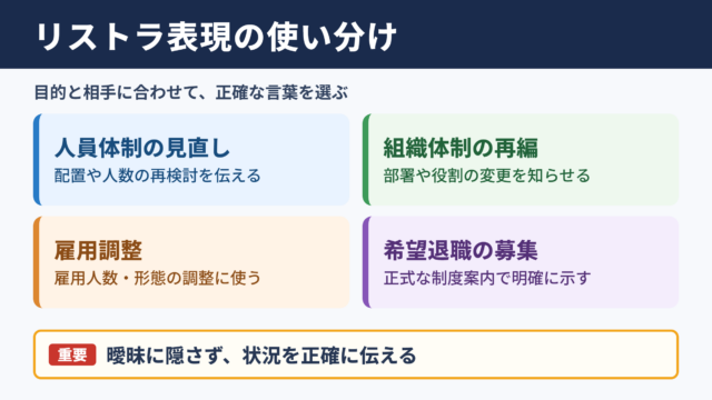 「リストラ」の言い換え一覧表と使い分け