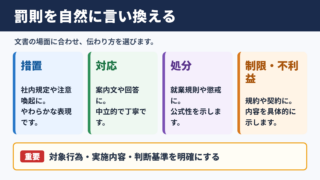 罰則の言い換え一覧表と場面別の使い分け