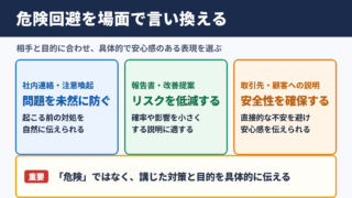 危険回避の言い換え一覧表をシーン別に解説