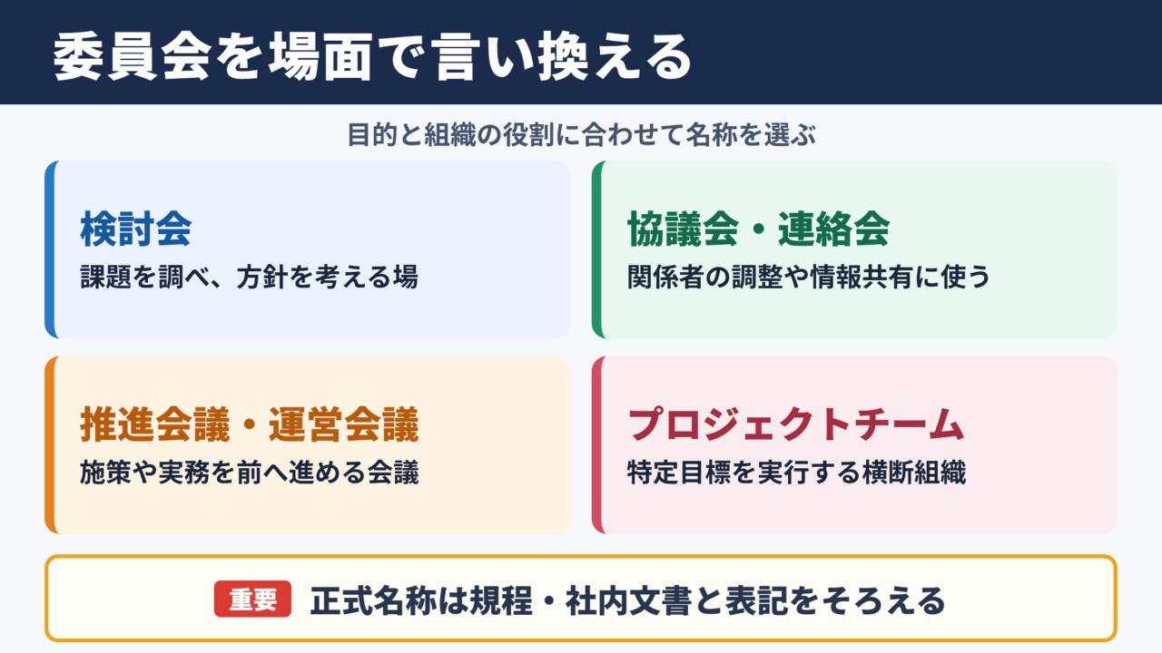 「委員会」の言い換え一覧表とシーン別の使い分け