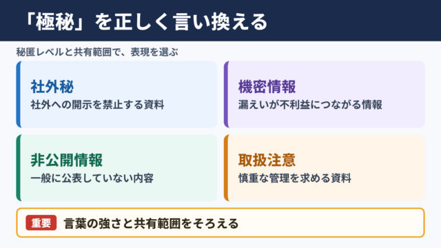 「極秘」の言い換え一覧表とシーン別の使い分け