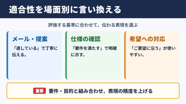 適合性の言い換え一覧表と場面別の使い分け