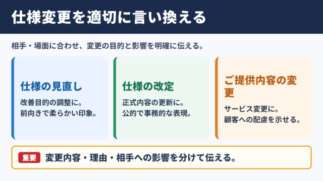仕様変更の言い換え一覧表とシーン別の使い分け