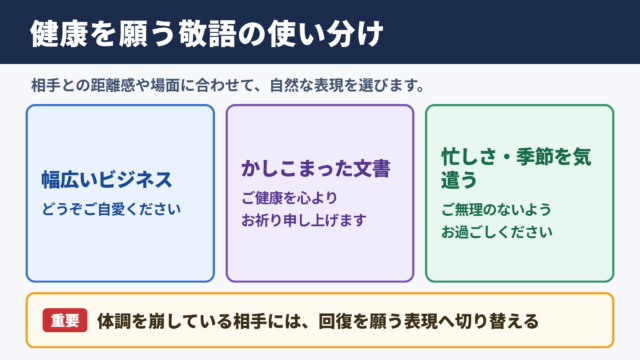 「くれぐれもご自愛ください」の言い換え一覧表