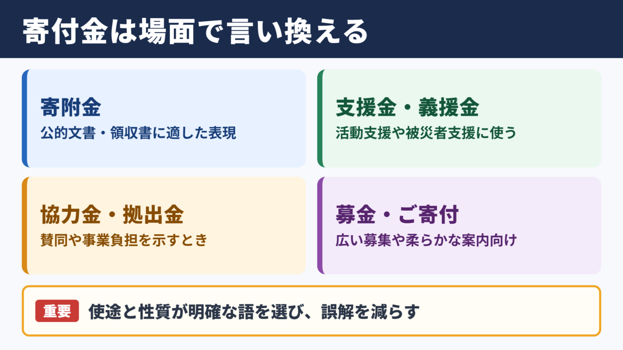 寄付金の言い換え一覧表と場面別の使い分け
