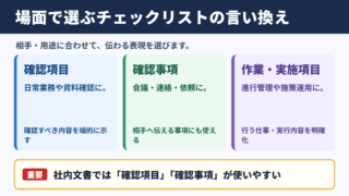 「チェックリスト」の言い換え一覧表とシーン別の使い分け