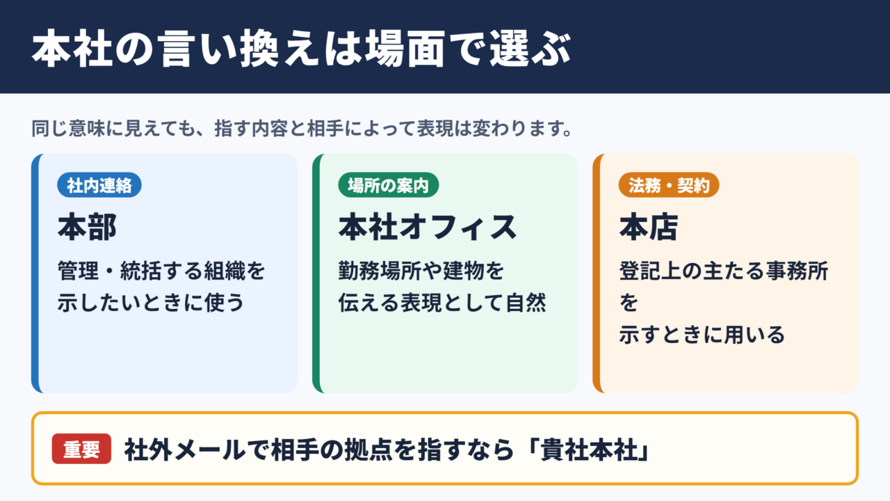 本社の言い換え一覧表とシーン別の使い分け
