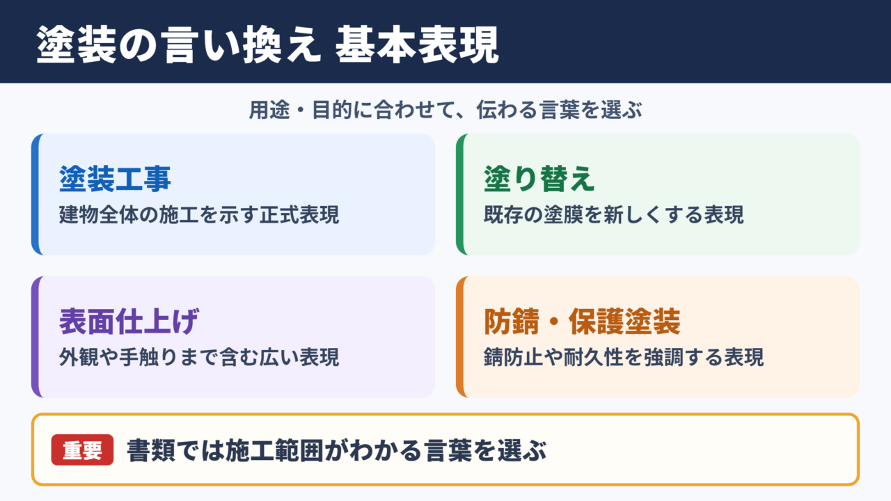 塗装の言い換え一覧表と基本表現