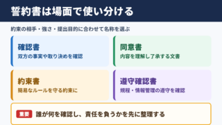 誓約書の言い換え一覧表とシーン別の使い分け