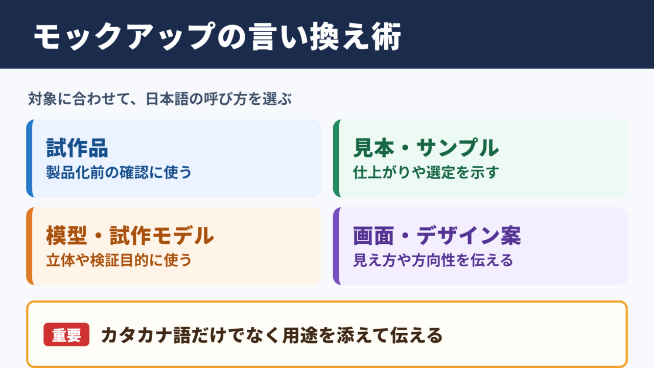 モックアップの言い換え一覧表とシーン別の使い分け