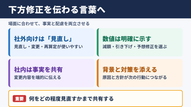 「下方修正」の言い換え一覧と場面別の使い分け