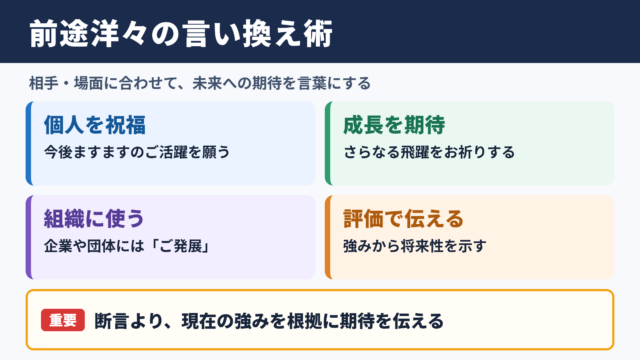 「前途洋々」の言い換え一覧表と使い分け