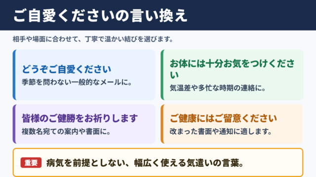 時節柄ご自愛くださいの言い換え一覧表
