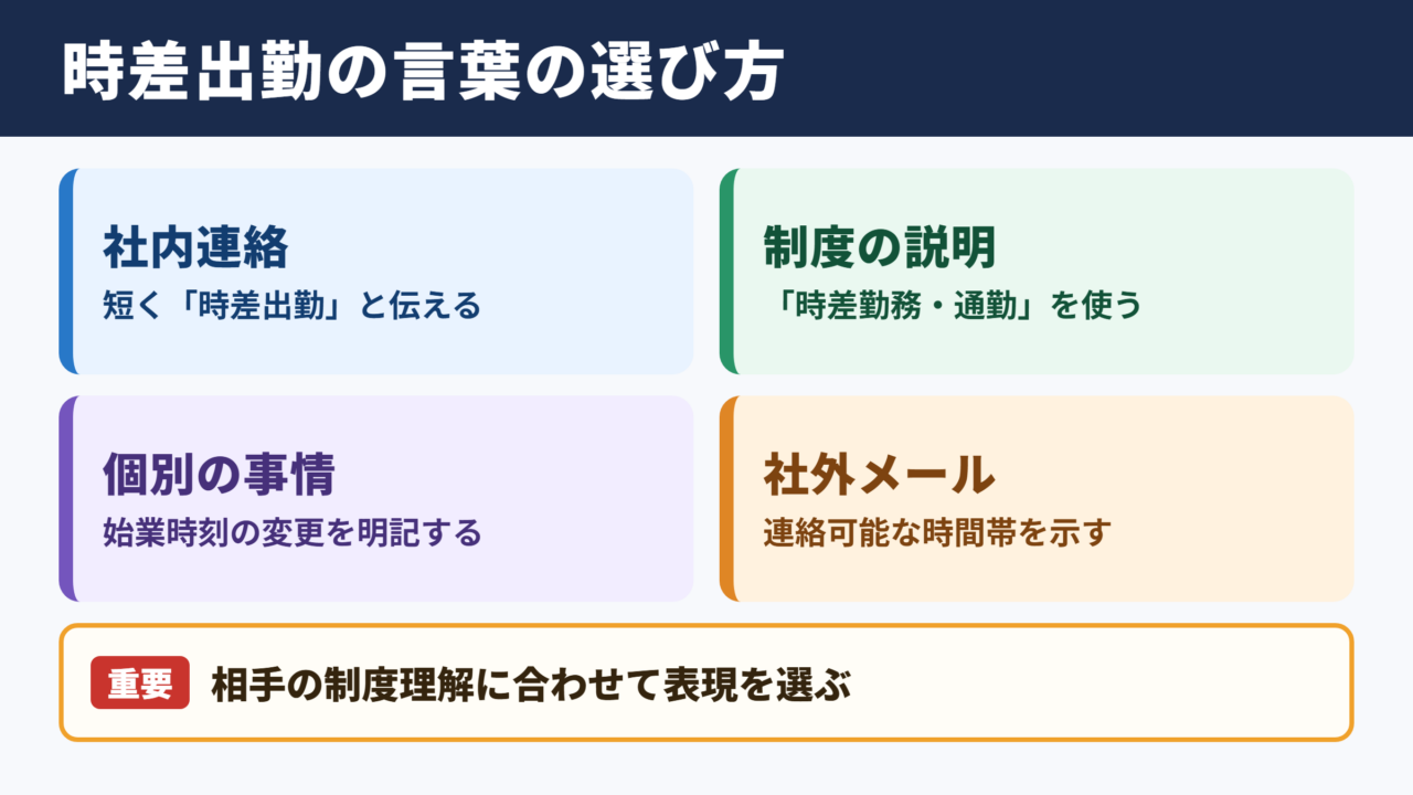 時差出勤の言い換え一覧表とシーン別の使い分け