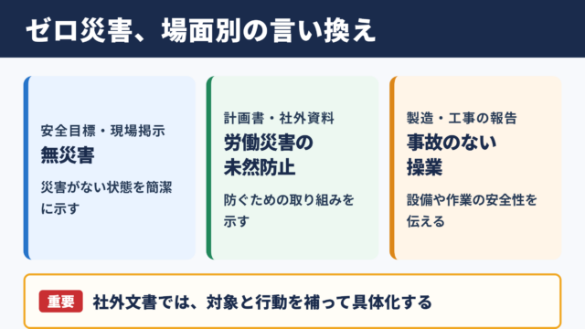 ゼロ災害の言い換え一覧をシーン別に解説
